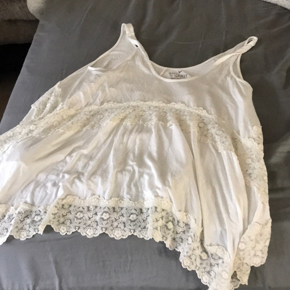 Lace cream / White detailed tank